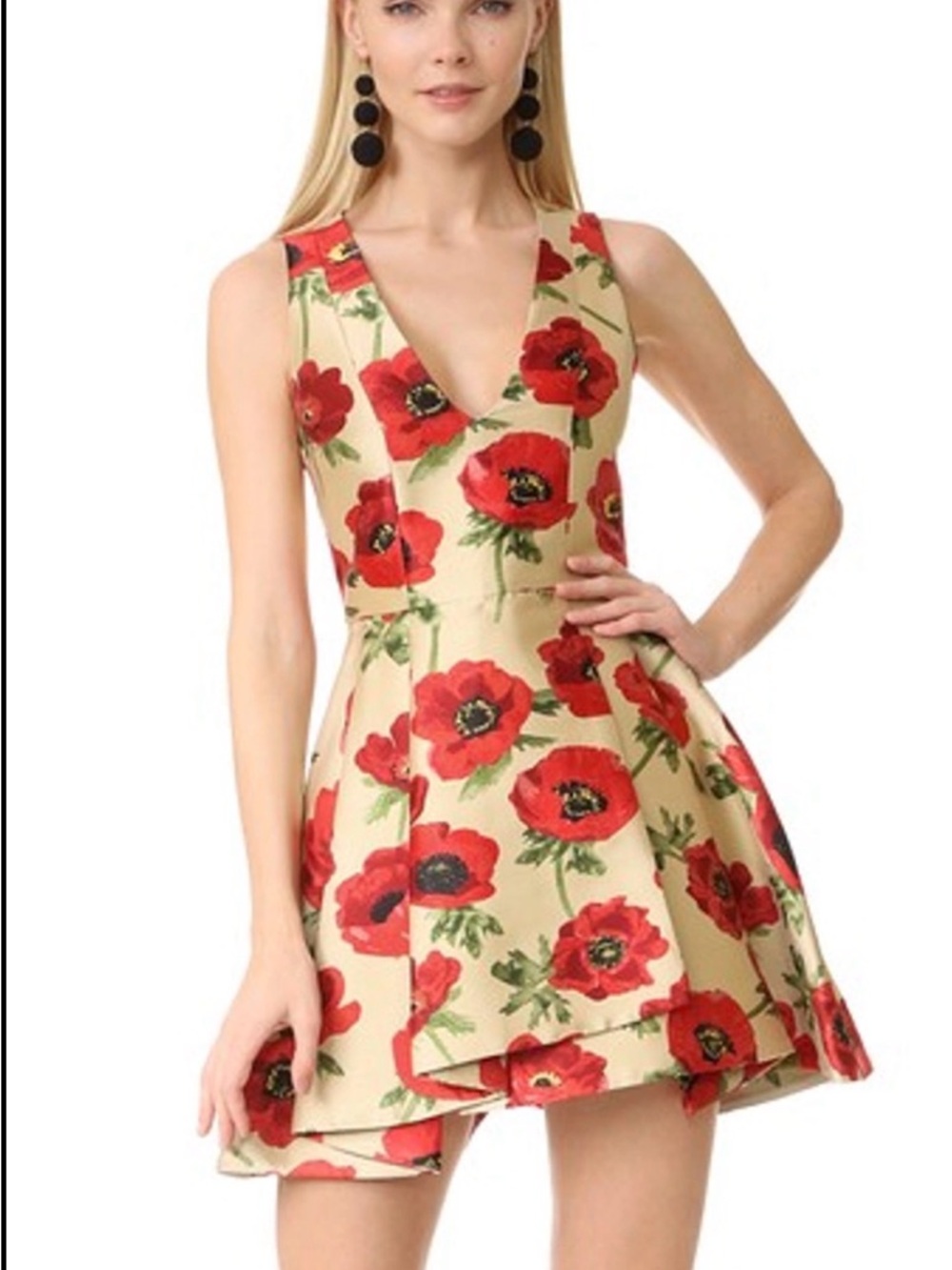 Alice + Olivia Mini Dress with Red Floral Print - Picture 5 of 6